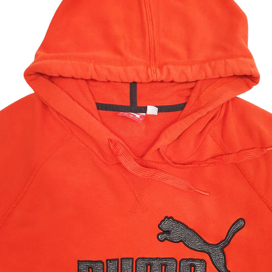 Mens Orange Puma Spellout Hoodie Jumper