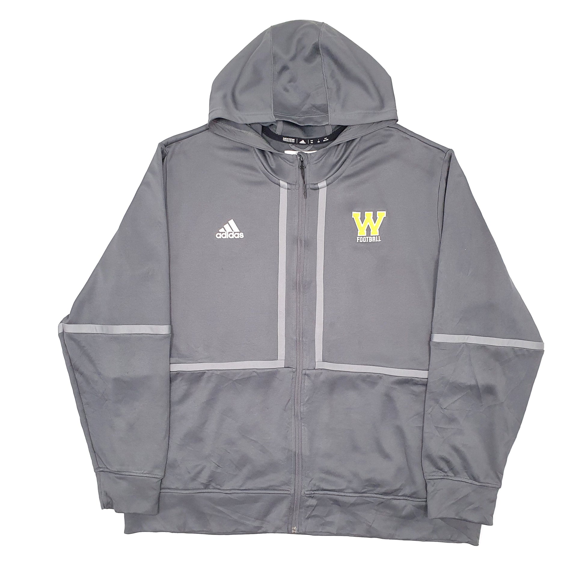 Mens Grey Adidas Hoodie Full Zip Jumper