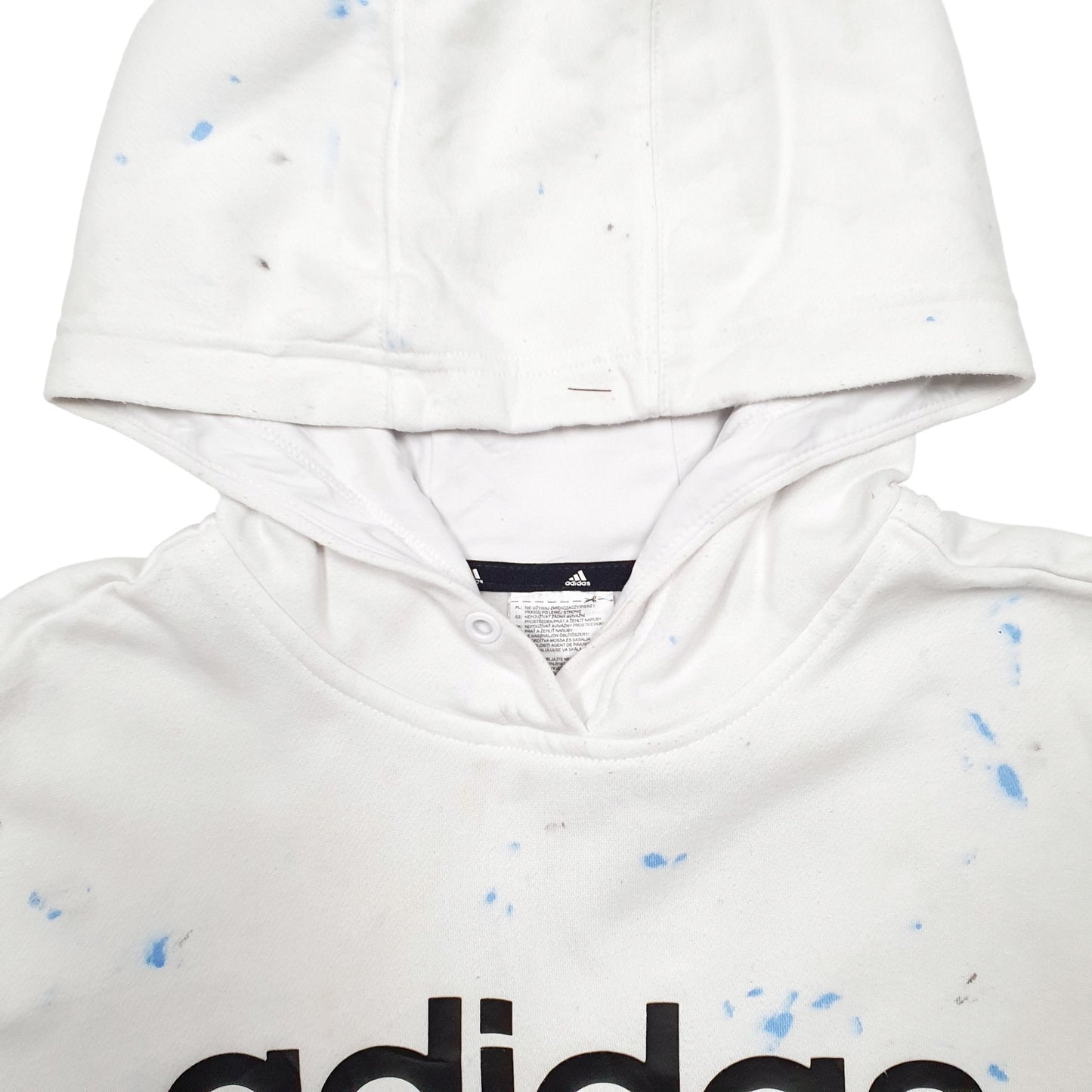 Mens White Adidas Spellout Hoodie Jumper