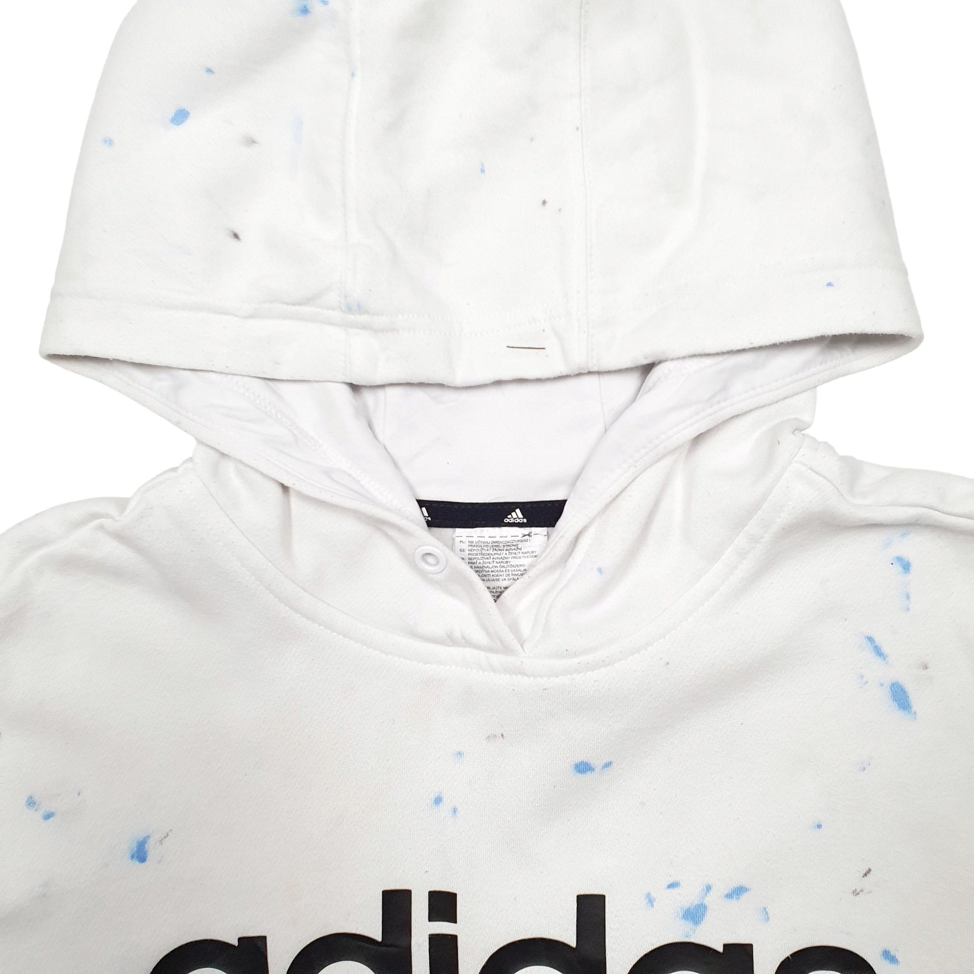 Mens White Adidas Spellout Hoodie Jumper