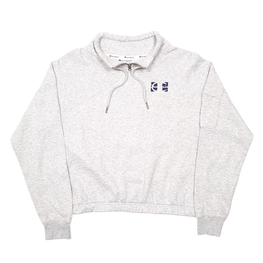 Womens Grey Champion Crop Short Workout Quarter Zip Jumper