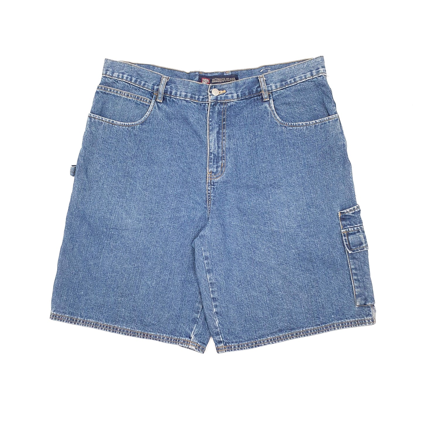 Mens Blue Faded Glory Cargo Carpenter Workwear Denim Shorts