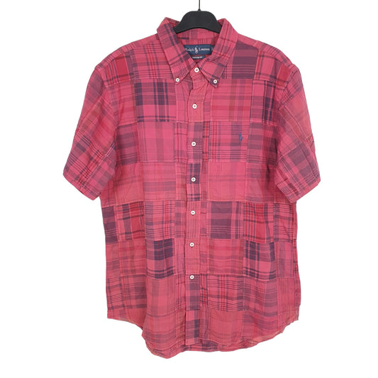 Ralph Lauren Short Sleeve Custom Fit Check Shirt Burgundy