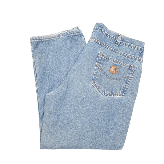 Mens Blue Carhartt Polyester lined Insulated Winter Thermal ⁸ Carpenter JeansW38 L30