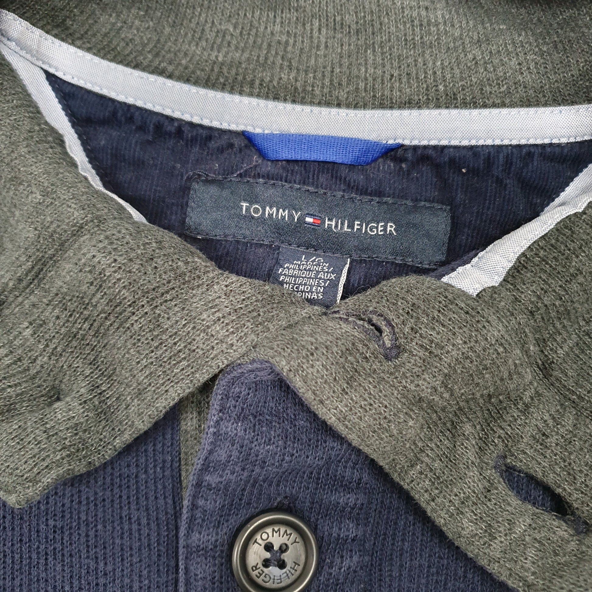 Mens Navy Tommy Hilfiger Button Quarter Zip Jumper