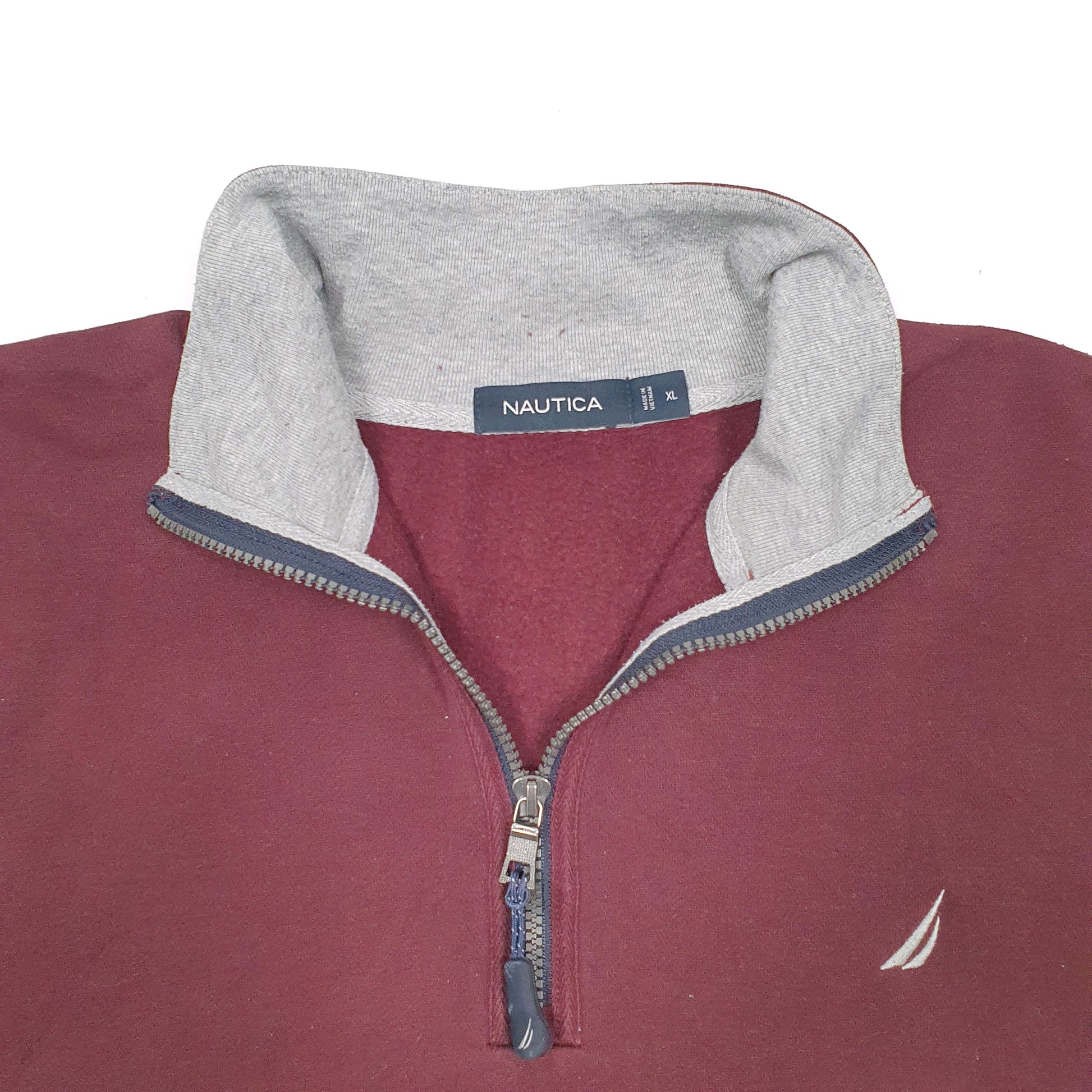 Mens Burgundy Nautica  Quarter Zip Jumper