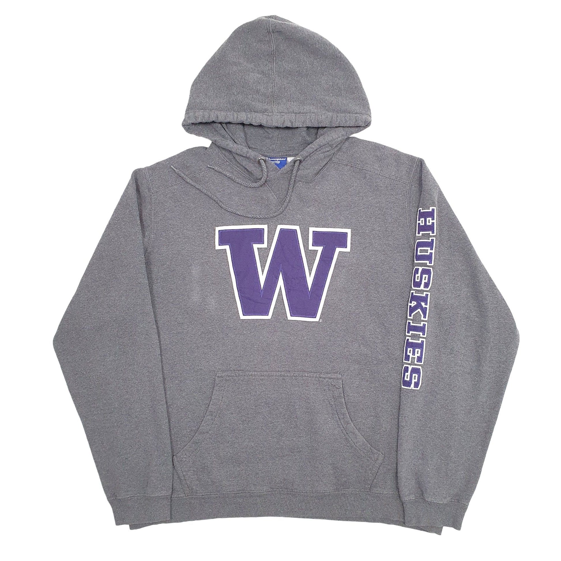 Mens Grey Champion USA College Huskies Hoodie Jumper