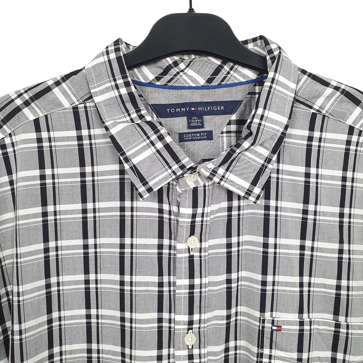 Tommy Hilfiger Short Sleeve Custom Fit Check Shirt Blue