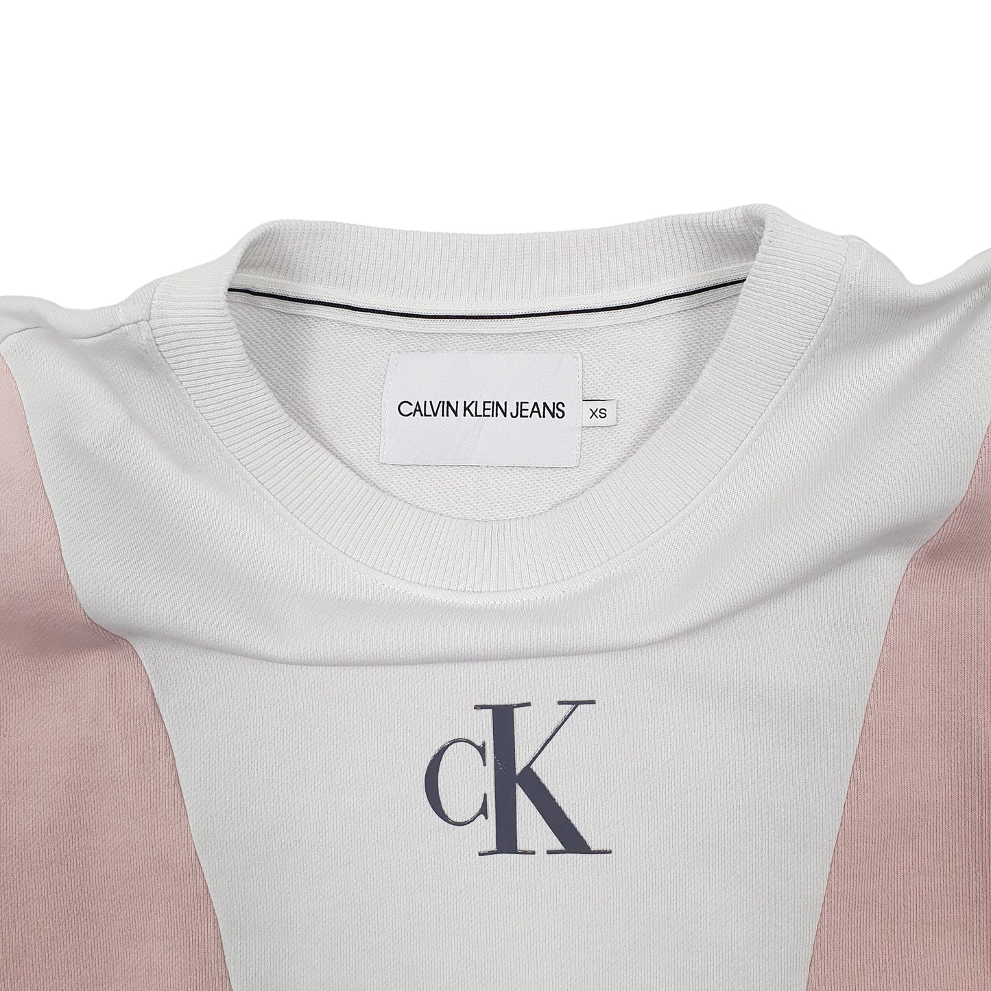 Womens White Calvin Klein Spellout Crewneck Jumper