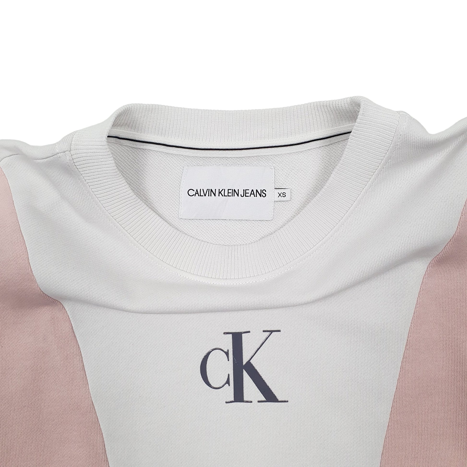 Womens White Calvin Klein Spellout Crewneck Jumper