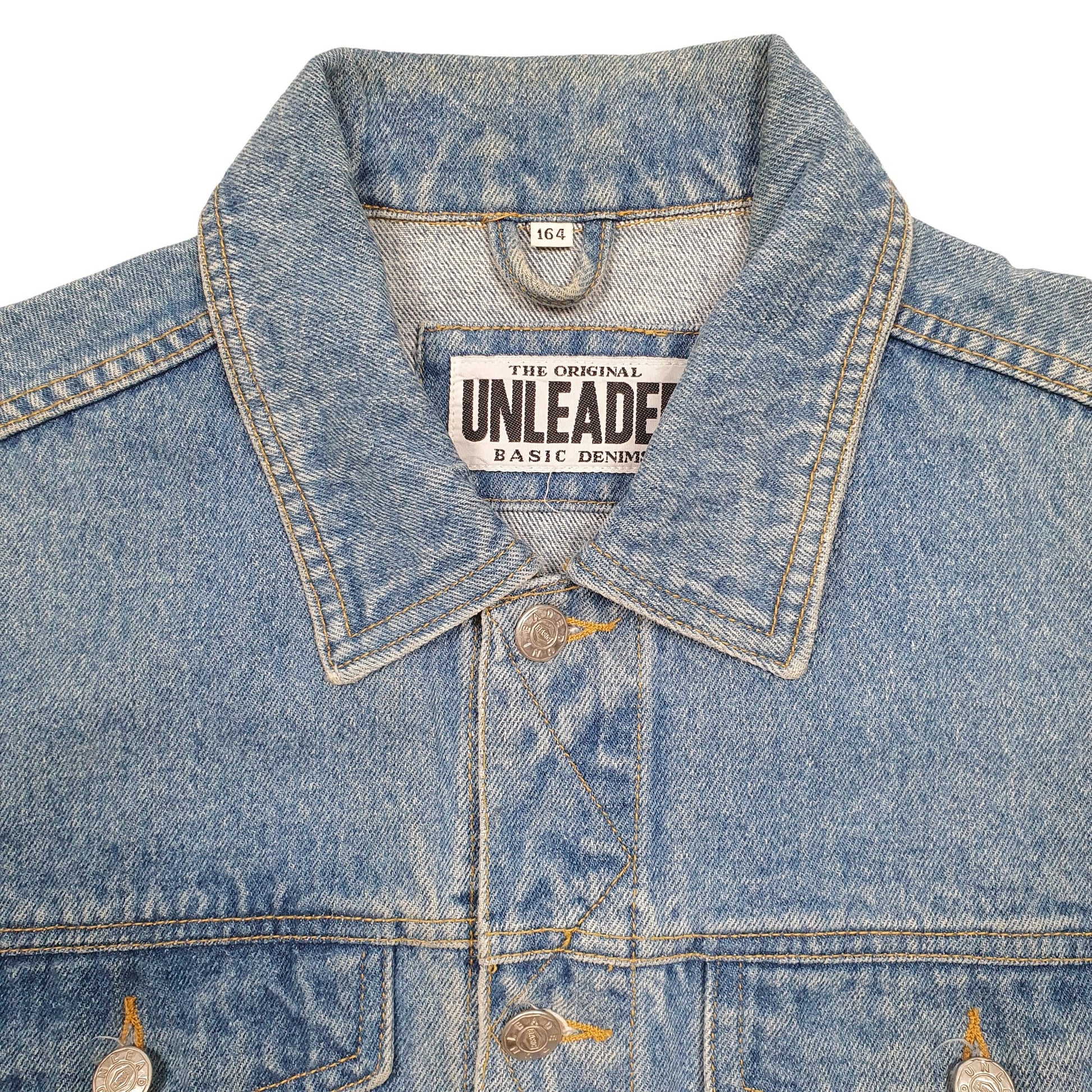 Womens Blue Unleaded Trucker Denim Jacket Coat