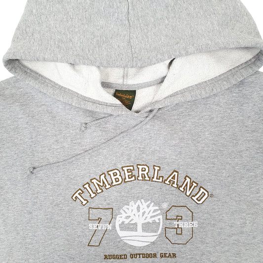 Mens Grey Timberland Spellout Hoodie Jumper