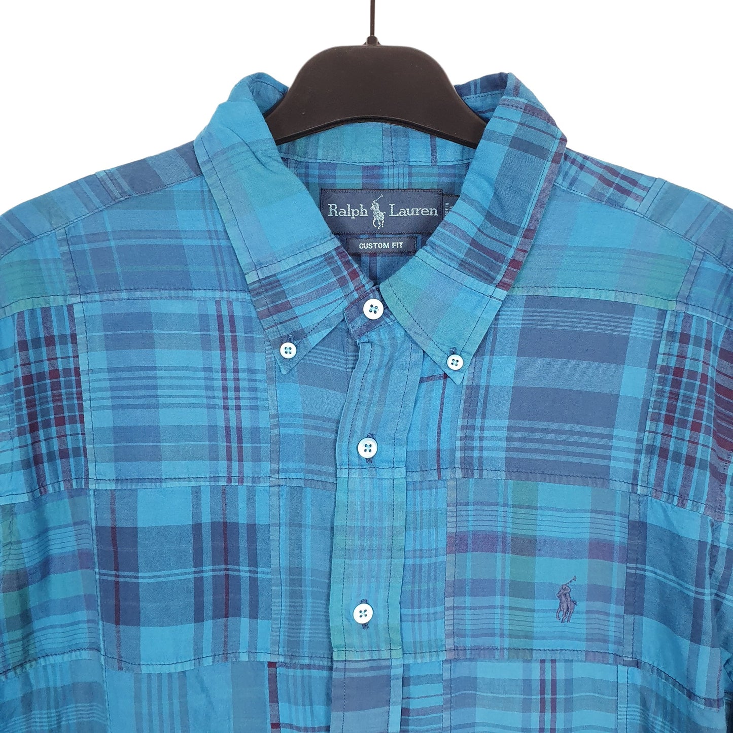 Ralph Lauren Short Sleeve Custom Fit Check Shirt Blue