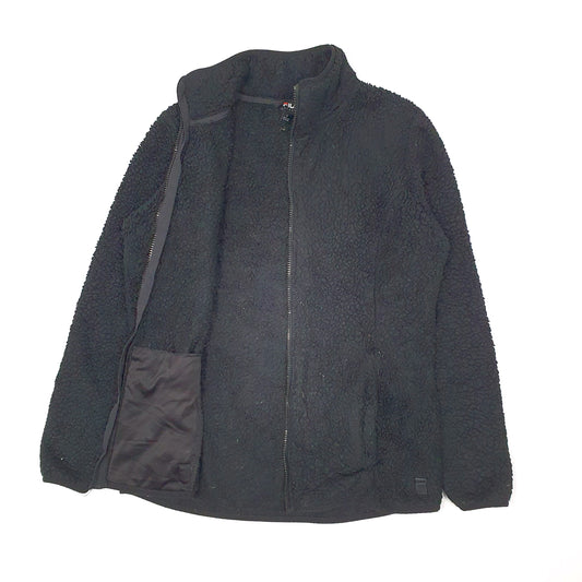 Womens Black Fila Sherpa Retro Pile Full Zip Jumper