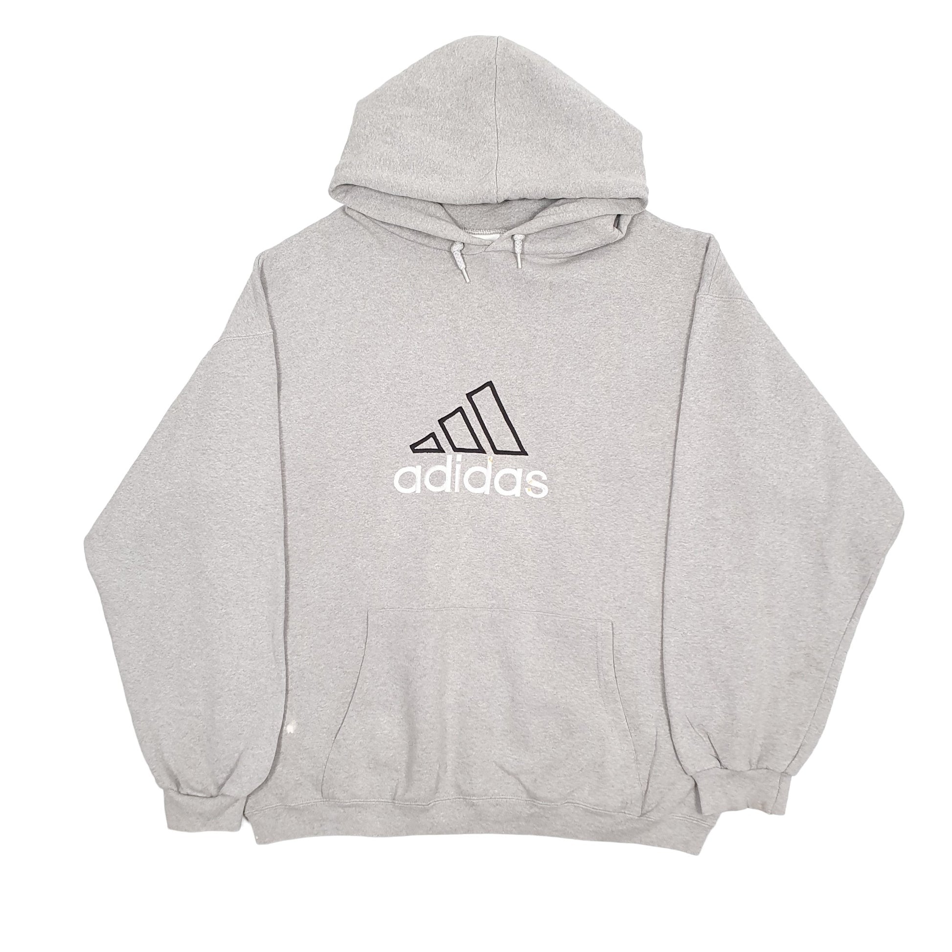 Mens Grey Adidas Vintage 1990s USA Made Hoodie Jumper