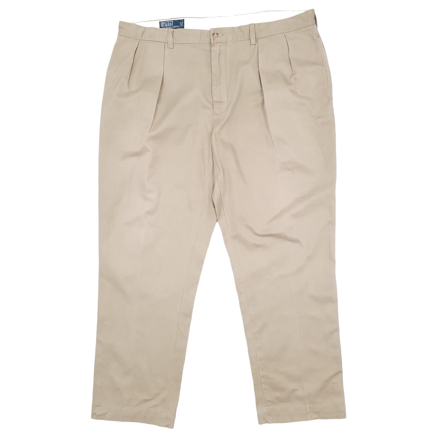Mens Polo Ralph Lauren Pleated Beige Chino Trousers W40 L30 Beige