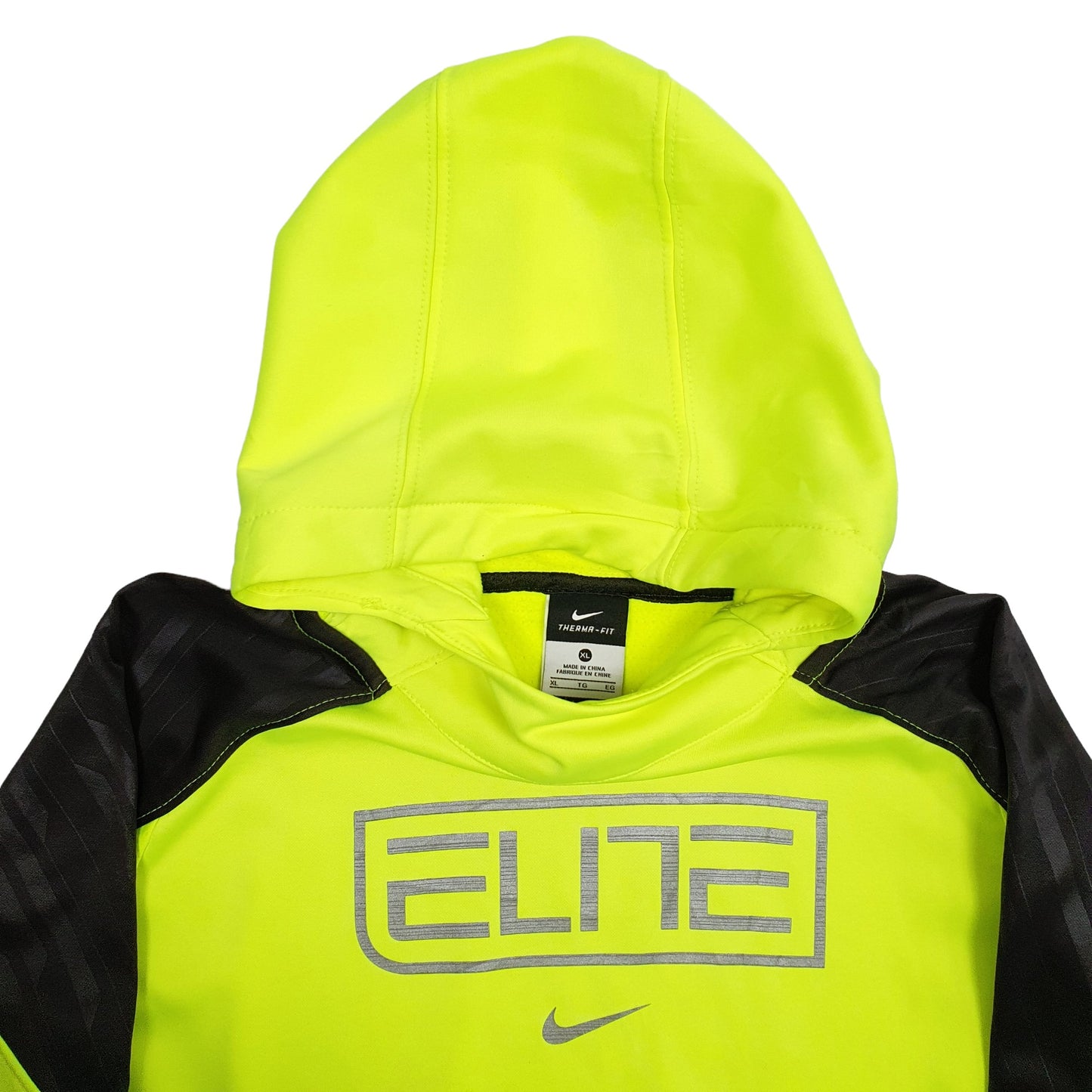 Womens Yellow Nike Elite Running Spellout Hi Vis Hoodie Jumper