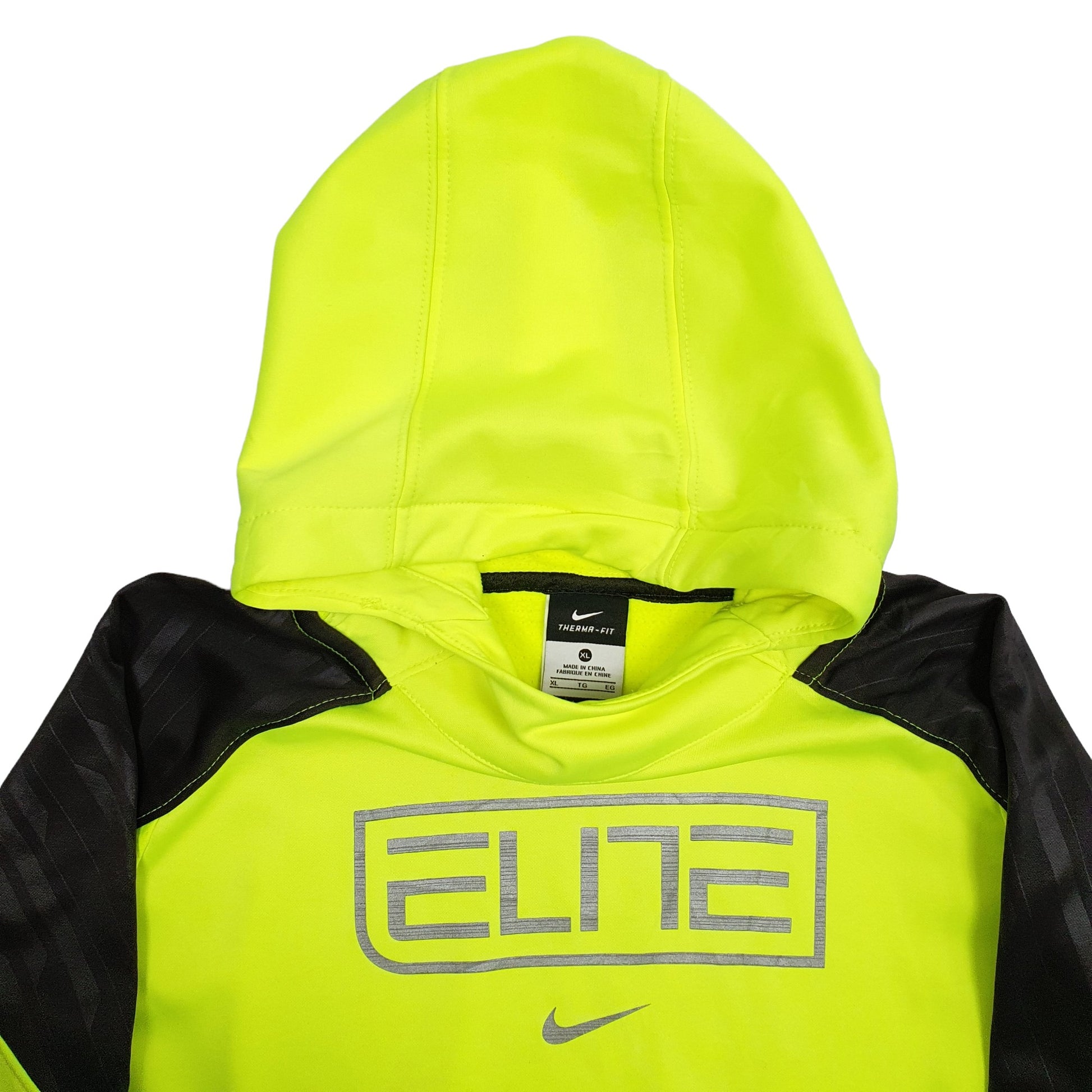 Womens Yellow Nike Elite Running Spellout Hi Vis Hoodie Jumper