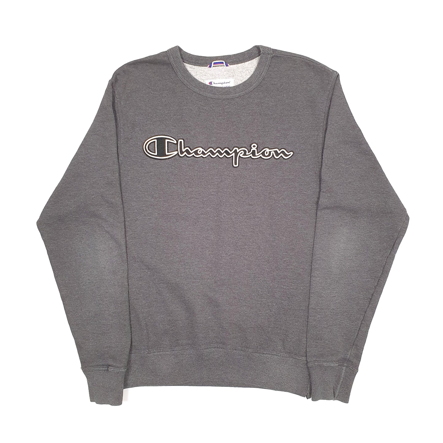 Mens Grey Champion Spellout Crewneck Jumper