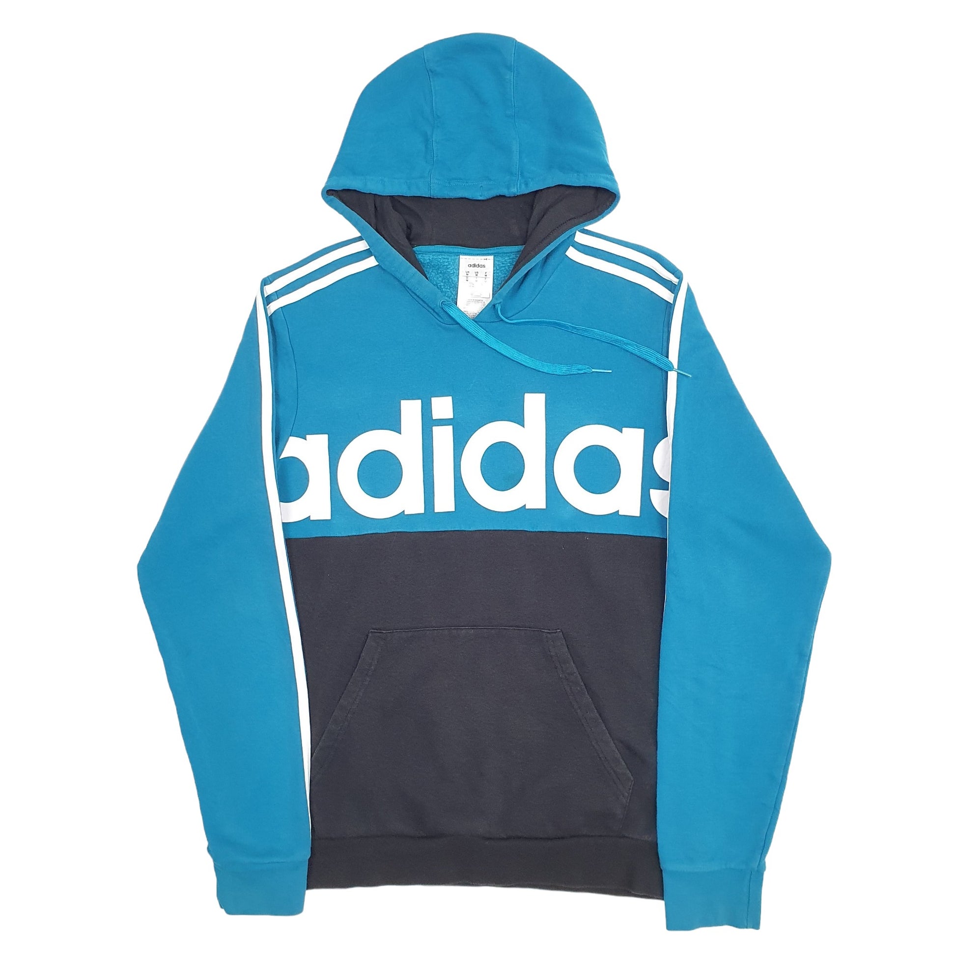 Mens Blue Adidas Spellout Hoodie Jumper