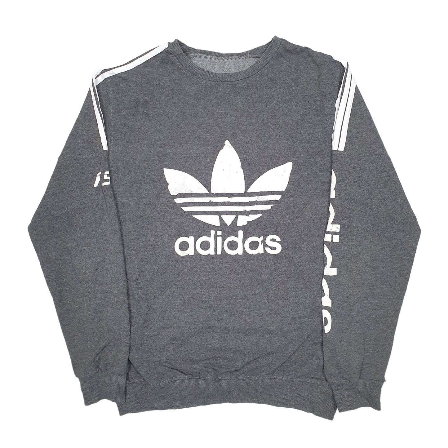 Mens Grey Adidas Spellout Crewneck Jumper