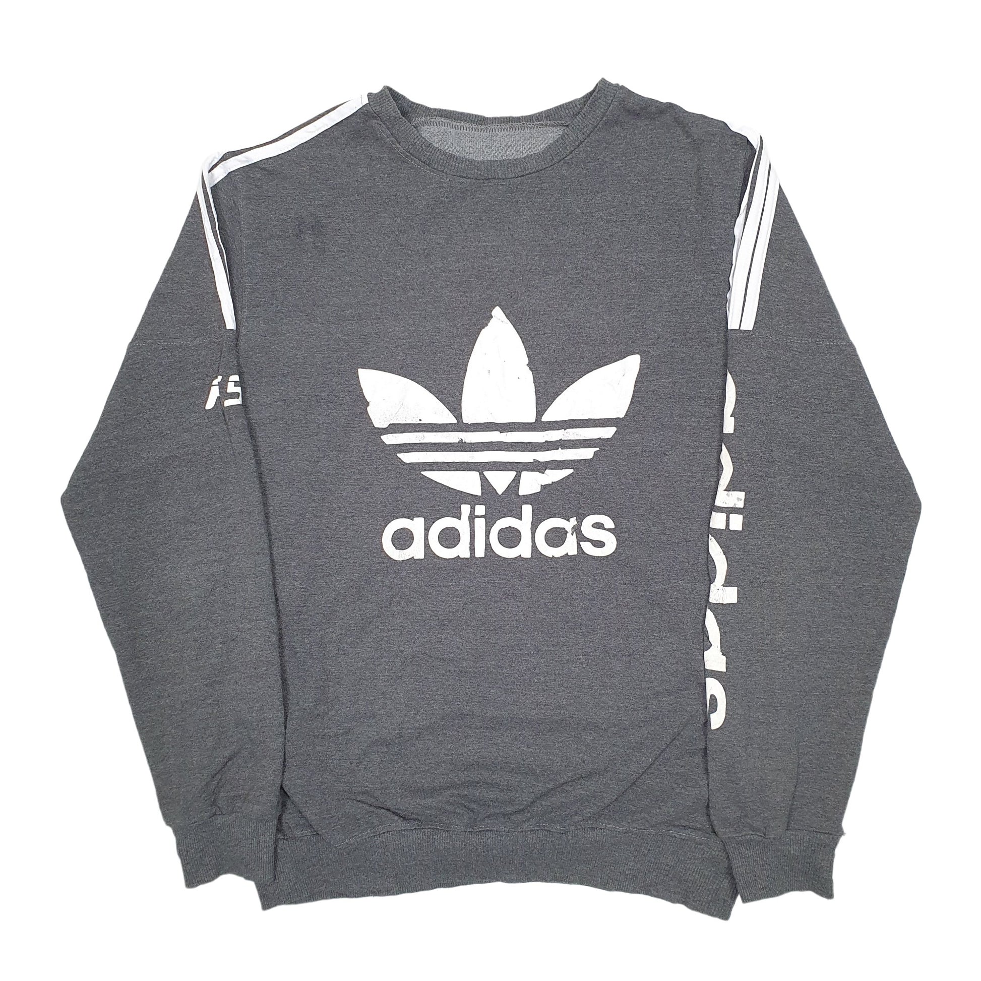 Mens Grey Adidas Spellout Crewneck Jumper