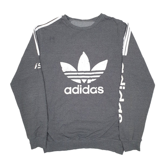 Mens Grey Adidas Spellout Crewneck Jumper