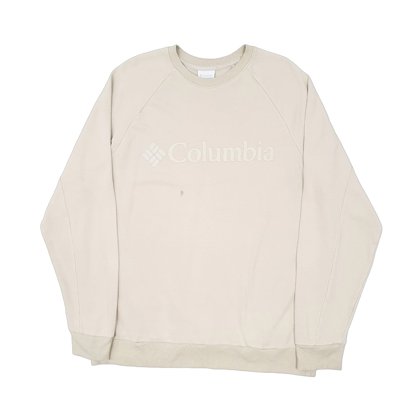 Mens Beige Columbia Spellout Crewneck Jumper