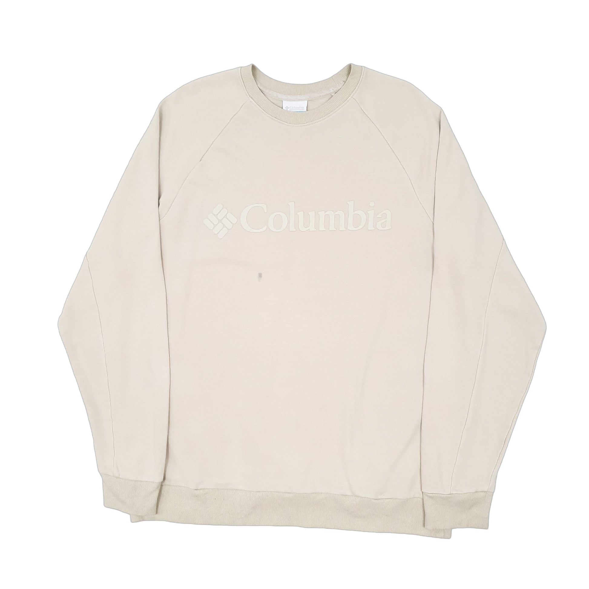 Mens Beige Columbia Spellout Crewneck Jumper