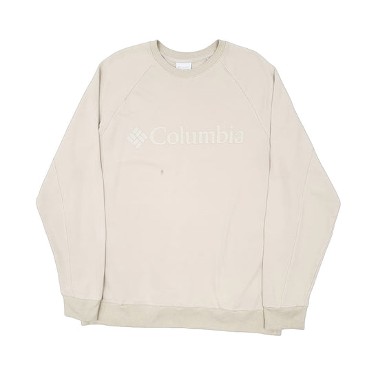Mens Beige Columbia Spellout Crewneck Jumper