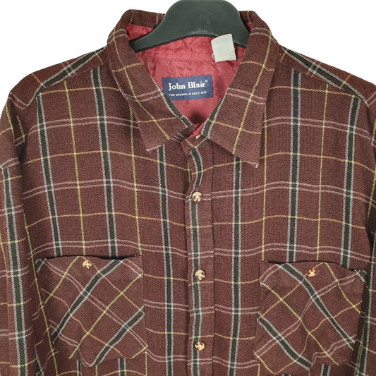 John Blair Flannel Shacket Long Sleeve Regular Fit Check Shirt Burgundy