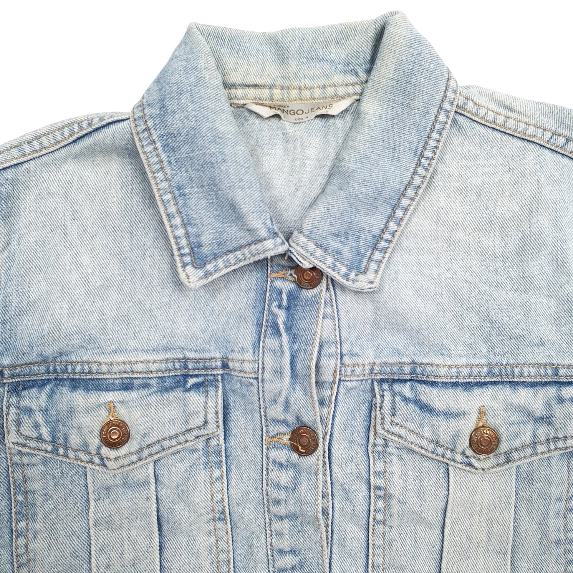 Womens Blue Mango Trucker Denim Jacket Coat