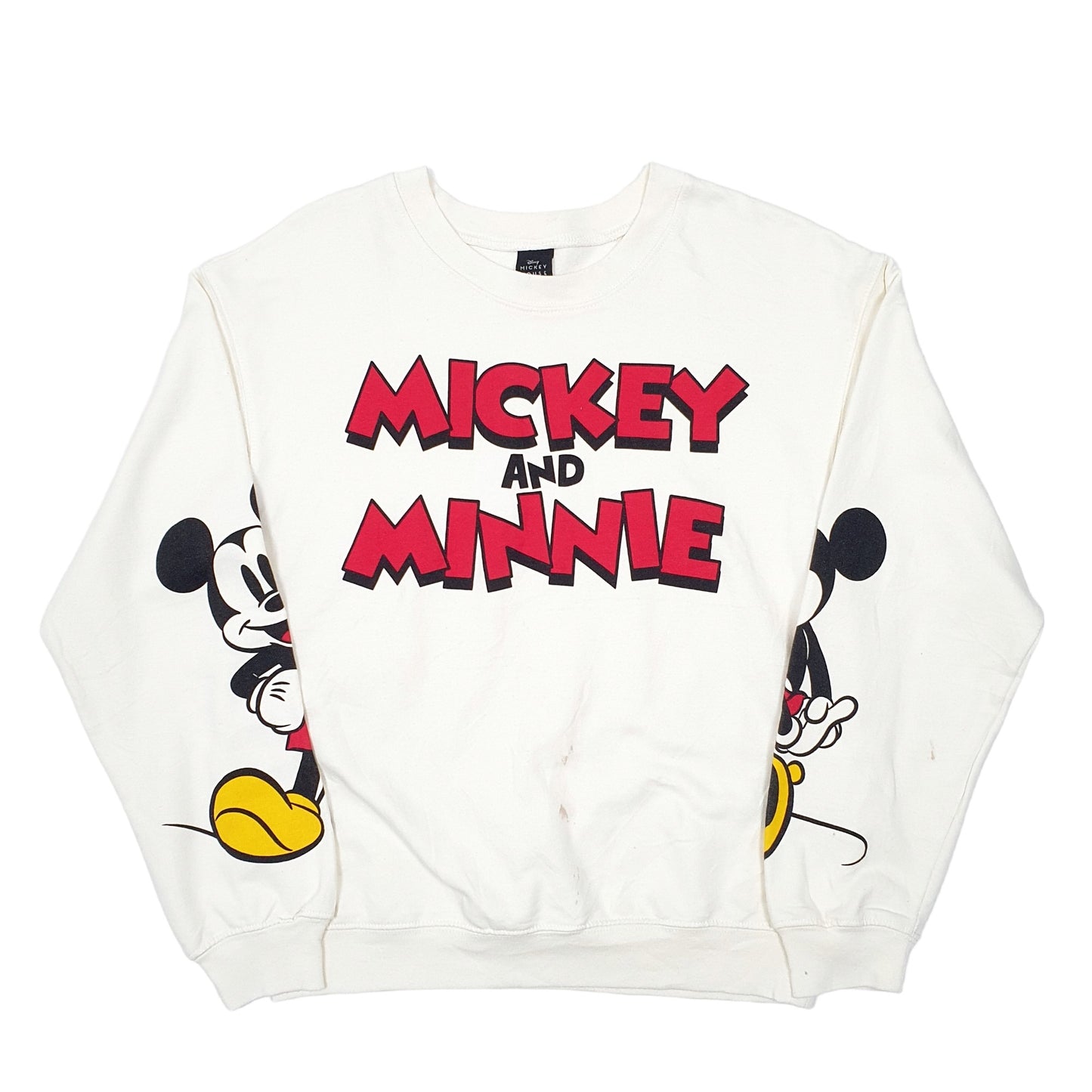 Womens Cream Disney Mickey Minnie Mouse Crewneck Jumper