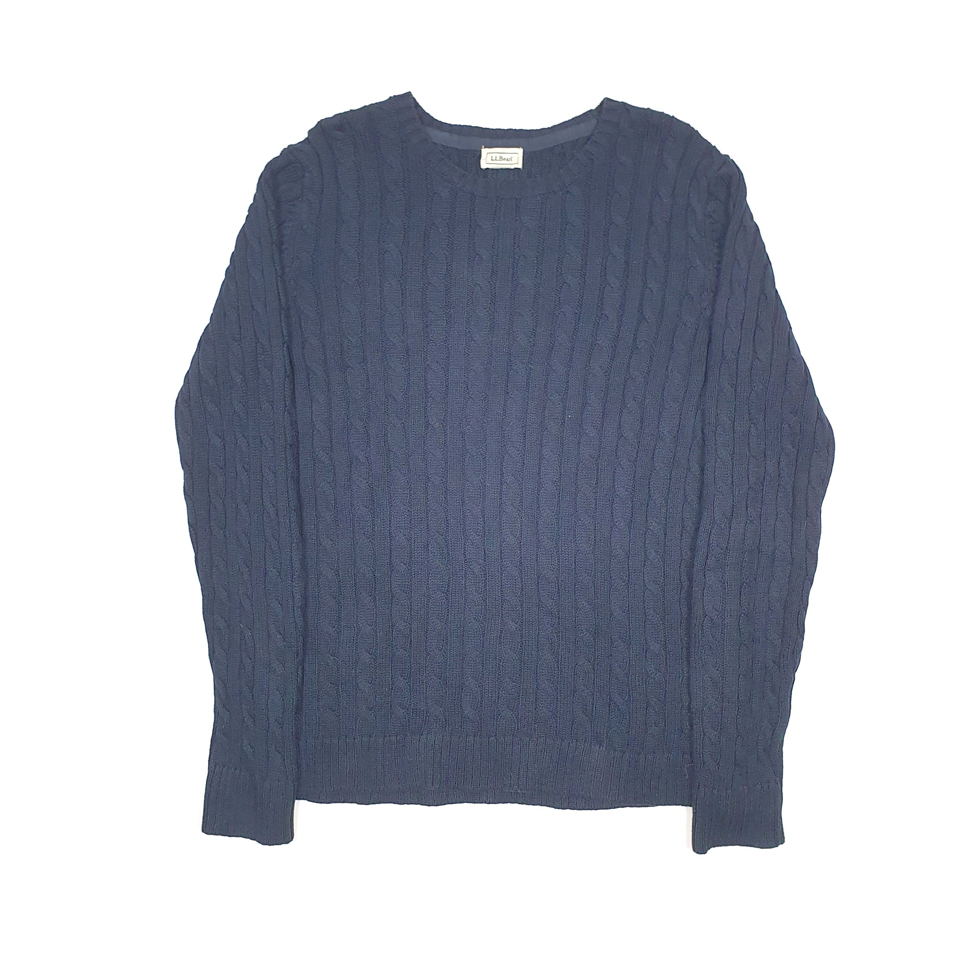 L.L. Bean Cable Knit Crewneck M Navy