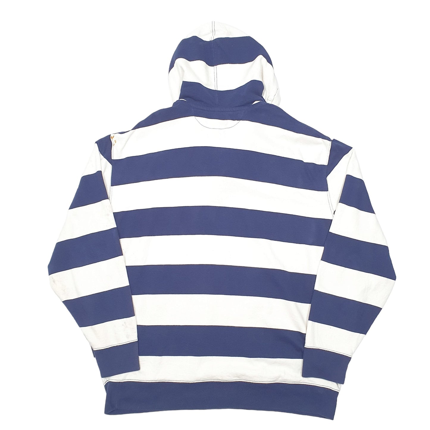 Mens White Polo Ralph Lauren Rugby Shirt Hooded Striped Hoodie Jumper