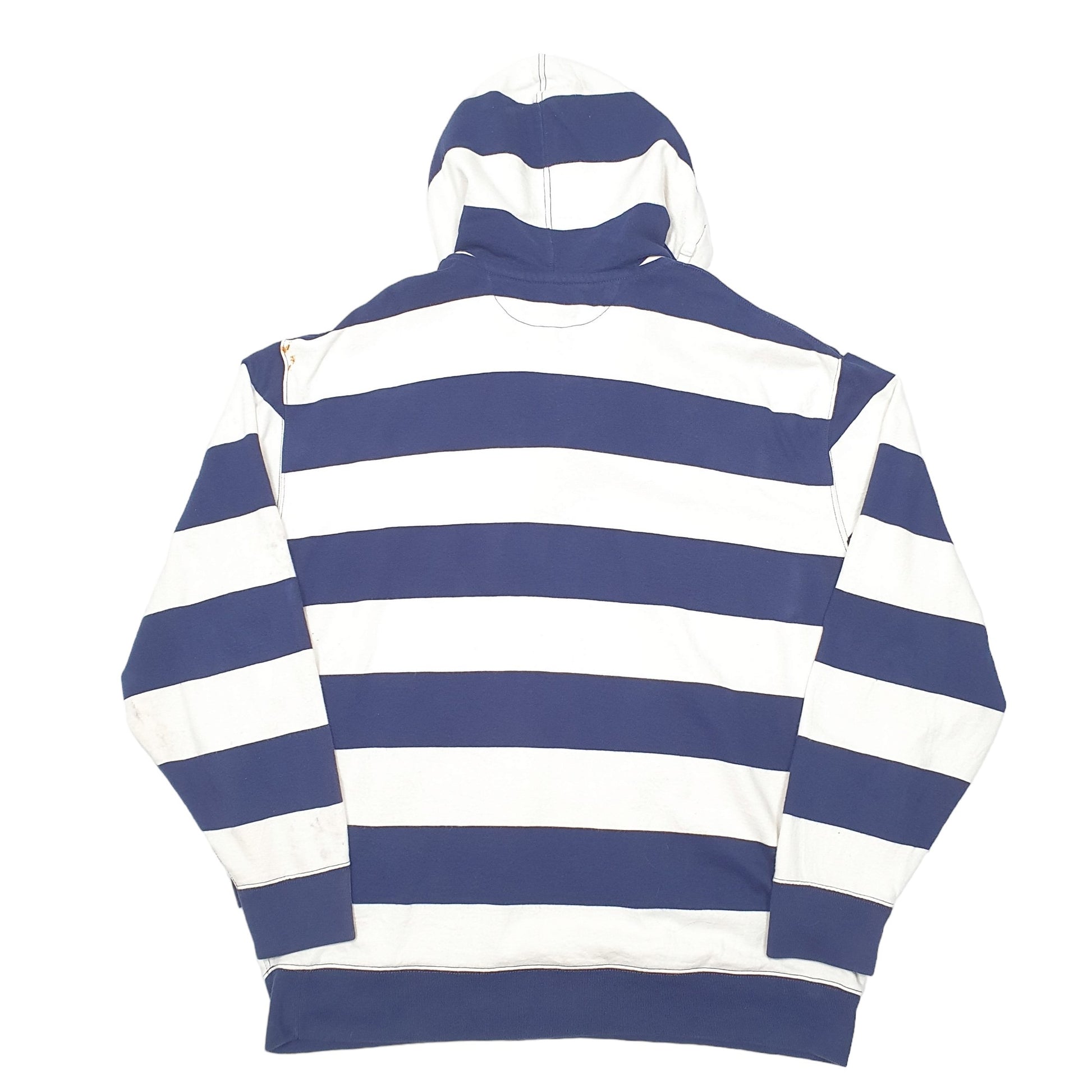 Mens White Polo Ralph Lauren Rugby Shirt Hooded Striped Hoodie Jumper