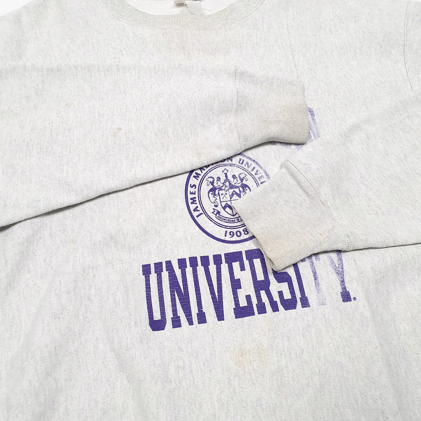 Mens Grey Champion Reverse Weave James Madison University Crewneck Jumper