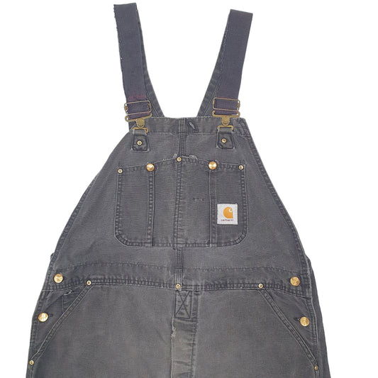 Mens Grey Carhartt Vintage 1990s Made in USA Union Made Double Knee Dungaree Trousers