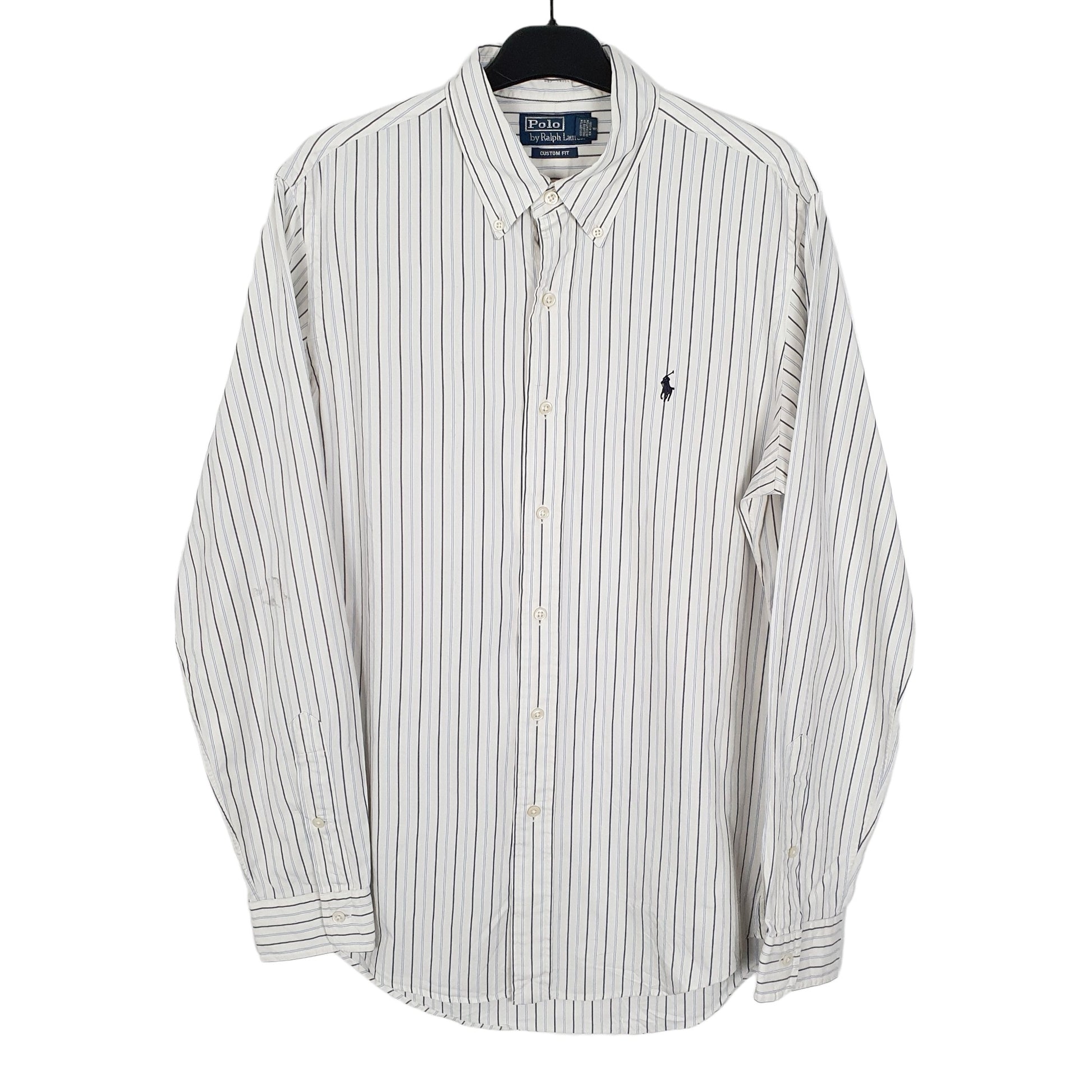 Ralph Lauren Long Sleeve Custom Fit Striped Shirt White