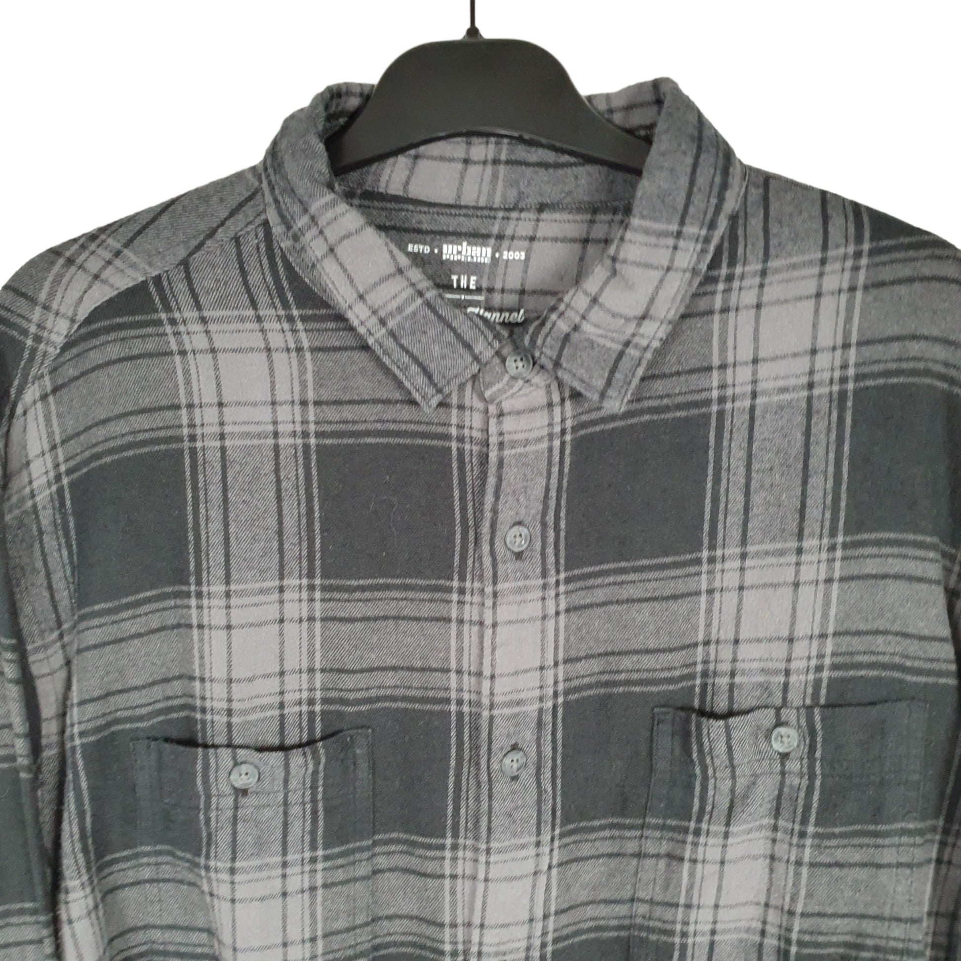 Urban Pipeline Shacket Overshirt Flannel Long Sleeve Regular Fit Check Shirt Grey