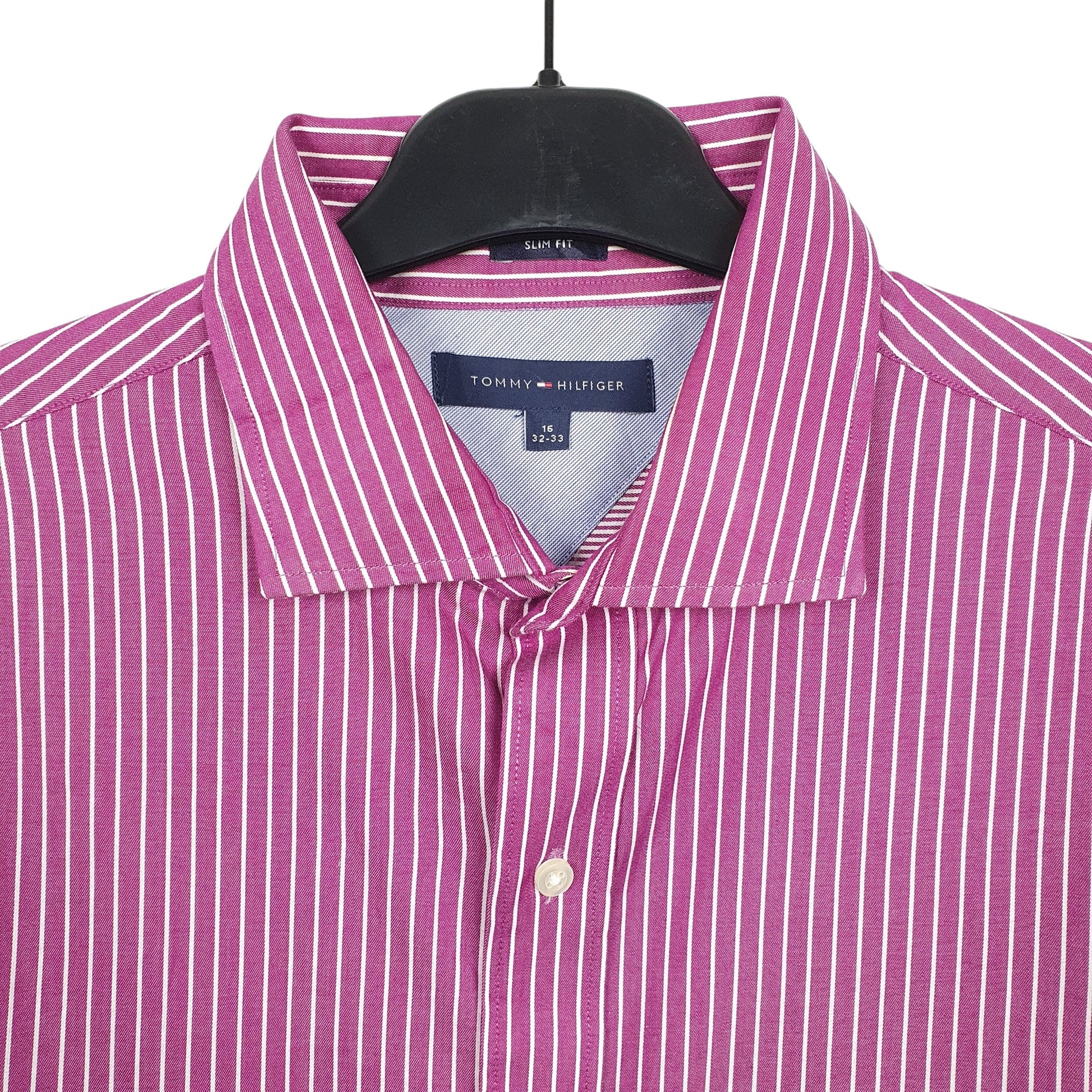 Tommy Hilfiger Long Sleeve Regular Fit Pinstripe Shirt Purple