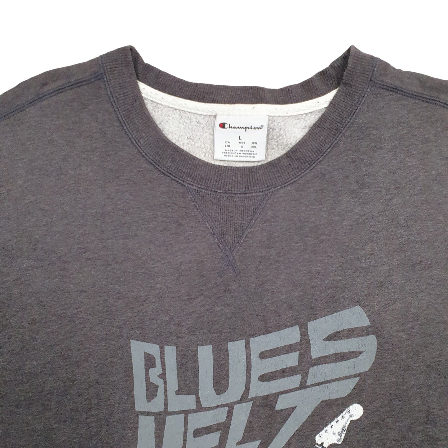 Mens Grey Champion Blues Meltdown Crewneck Jumper