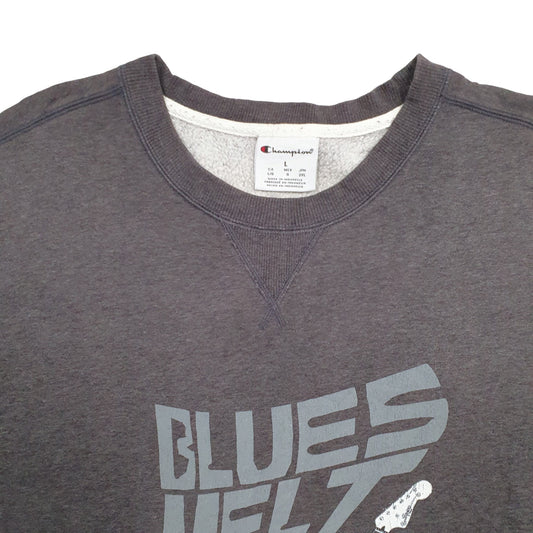 Mens Grey Champion Blues Meltdown Crewneck Jumper