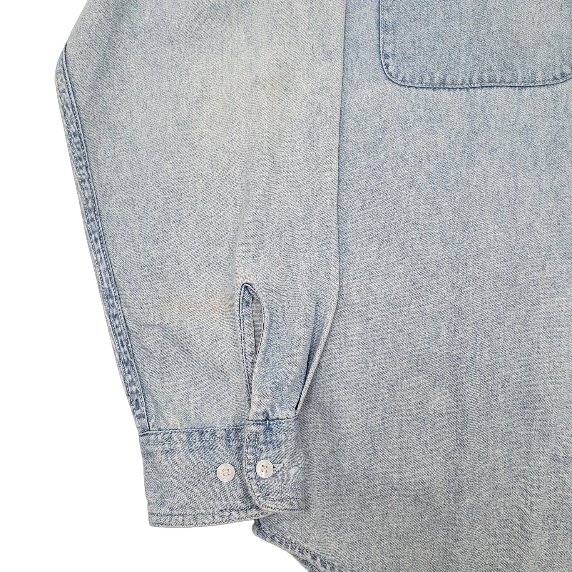 Mens Blue Harley Davidson Motorcycles Denim Overshirt Shacket Jacket Long Sleeve Shirt