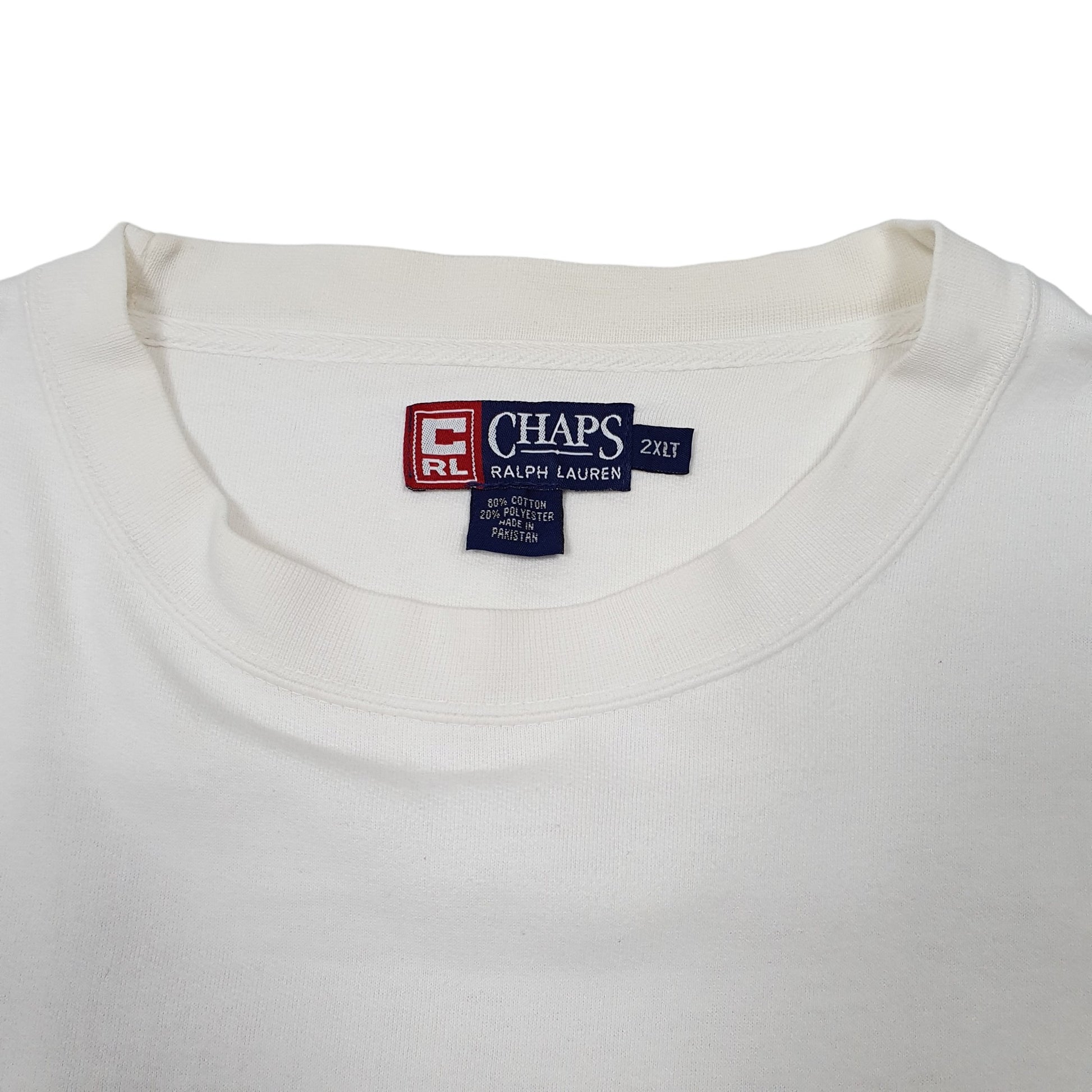 Mens White Chaps Ralph Lauren Sweatshirt Tall Crewneck Jumper