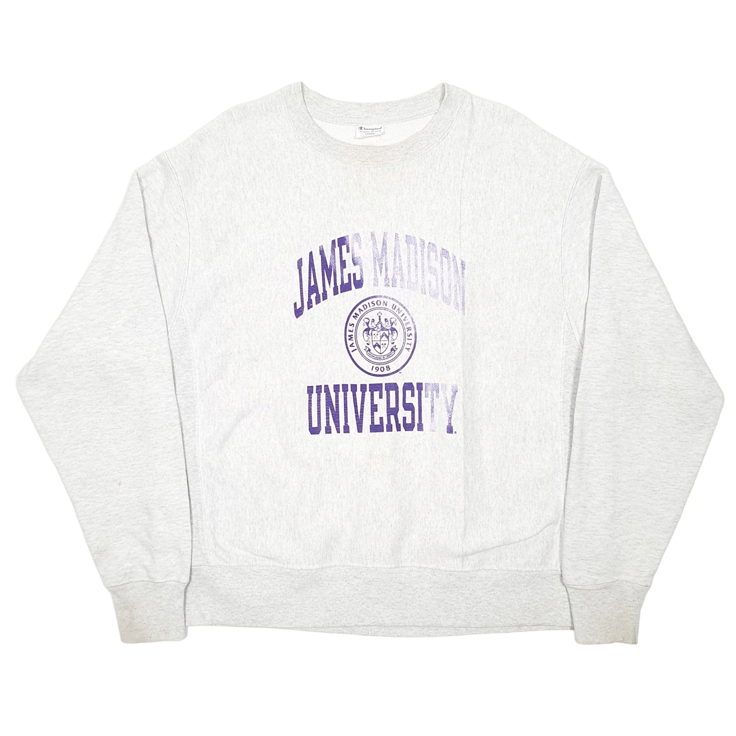 Mens Grey Champion Reverse Weave James Madison University Crewneck Jumper
