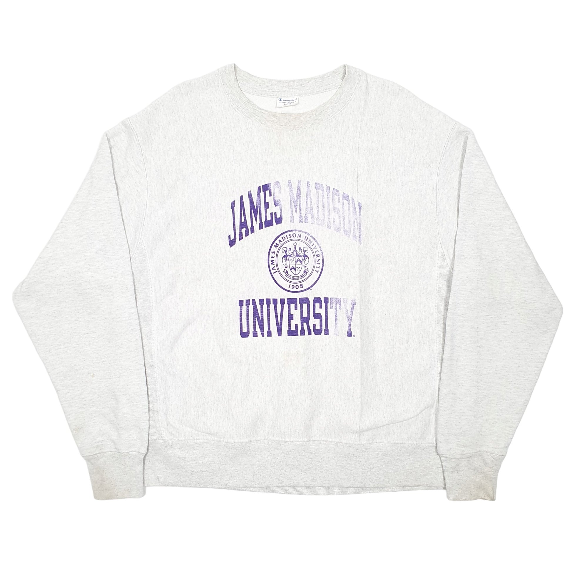 Mens Grey Champion Reverse Weave James Madison University Crewneck Jumper