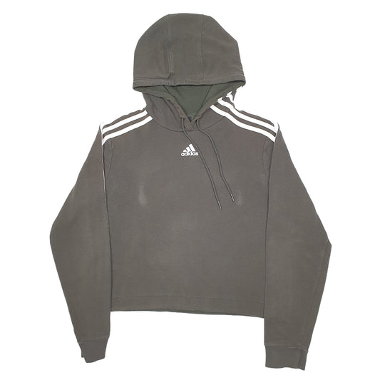 Womens Khaki Adidas Crop Top Hoodie Jumper