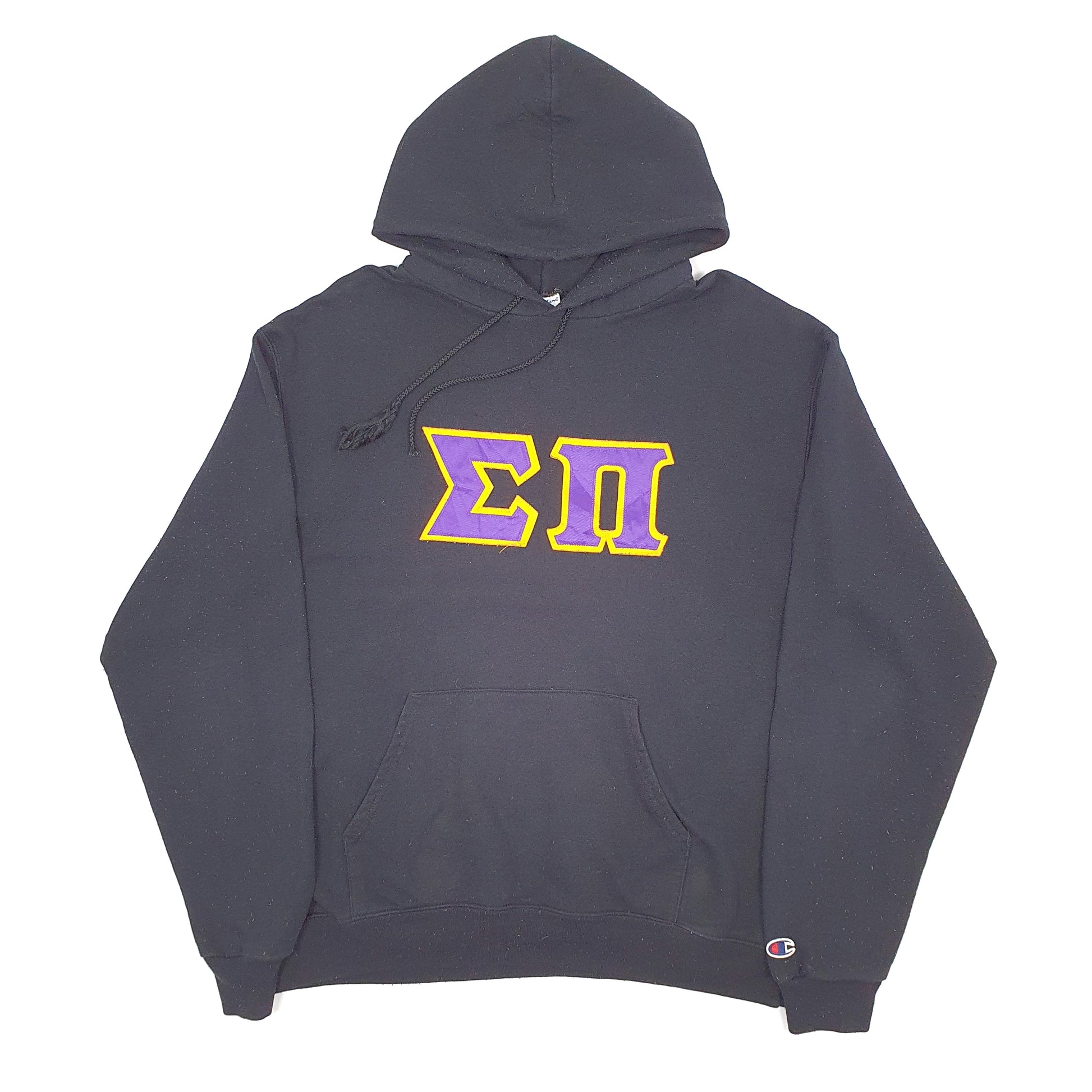 Mens Black Champion Sigma Pi USA College Frat Fraternity Hoodie Jumper