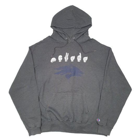 Mens Grey Champion Wolf Signs Hoodie Jumper